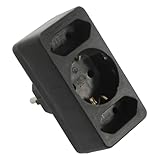 as - Schwabe 3-fach Steckdose Schwarz 230V 16A - Schuko-/Euroadapter - Mehrfachsteckdose Kompakt und Sicher - Erhöhter Berührungsschutz - Platzsparend für 3 Geräte- Ideal für Homeoffice, 49112