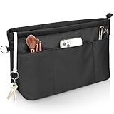 Betoores Handtaschen Organizer, Taschenorganizer Nylon Wasserdicht Taschen Organizer Shopper, Tote Bag Organizer mit Schlüsselbund und Reißverschluss, Schwarz-XL