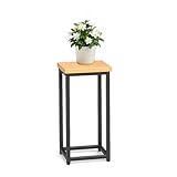 Youyijia Eichenholz Blumenregal 50cm Höhe mit Verstellfüßen | Balkon Blumenständer Naturholz | Indoor/Outdoor Pflanzregal mit Eisenbeschichtung für Balkon Garten Terrasse