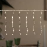 ECD Germany LED Lichtervorhang 3m, 120 LEDs Warmweiß, Timer, 19 Modi, Weihnachtsdeko Innen/Außen, 20 Stränge, LED Lichterketten Vorhang mit Fernbedienung, Weihnachten Fenster Lichterkettenvorhang