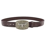 Generisch Ledergürtel Herren Schwarz Taillenband Breiter Kellnergürtel Longhorn Bull Texas-Schnallengürtel Belt Western Hochwertiger Arbeitsgürtel Leder Y2K Gürtel Koppelgürtel Hosengürtel