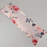 Kissenbezug 60x180 cm Rosa 1er Set Seitenschläferkissen Bezug 60 x 180 cm, Beidseitiger Druck Anlage Muster Body Pillow Weiche Samt Side Sleeper Pillow Case mit Reißverschluss Langes Kissen Y4-80