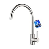 GRIFEMA Wasserhahn Küche, Küchenarmatur mit Einhebelmische, Hochdruck Spültischarmatur Mischbatterie Küche, Hoher Bogen (271mm) & 360°Drehung , Wassersäulenmodus, Edelstahl, Grau, Energieklasse A+