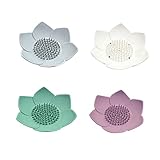 Sosoport 1Stück Silikon Seifenschale Blumenform Kreative Handgefertigte Seifenablage für Badezimmer und Küche mit Ablauf Langlebig und Wasserabweisend Weiß
