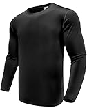 1er Pack Langarmshirts für Herren, Schnelltrocknend Funktionsshirt Herren Langarm Laufshirts, Atmungsaktiv Langarm Sport Shirt Gym Running Top Outdoor Workout Fitness Oberteil für Männer Black-XL