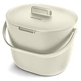 YourCasa Biomülleimer Küche 6L - Komposteimer für alltäglichen Biomüll Behälter Spülmaschinenfest - Geruchsdicht mit Sieb & ergonomischen Griff - Bio Mülleimer Klein Komposter Bioeimer (Creme)