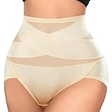 Bauchweg Unterhose Damen, Hohe Taille Unterwäsche Bauchkontrolle Miederslip, Shapewear Bauch Weg Miederhose (DE/NL/SE/PL, Alphanumerisch, S, Regular, Regular, Beige)