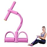 Bauchtrainer, Sit-Up Trainingsgeräte,6 Tubes Ganzkörpertrainer für Zuhause,Bauch und Rückentrainer, Pedal-Widerstandsband für Fitness Abnehmen Training Yoga (pink)