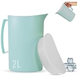 Mypicompany Wasserkaraffe 2 Liter aus Hochwertigem Kunststoff, Bpa-frei. Karaffe mit Deckel, Multifunktional für Feiern und Aktivitäten im Freien. Karaffe Plastik. (Grün)