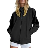 Generisch Regenjacke für Damen Leicht Softshelljacke Sommerjacke Atmungsaktiv Fahrradjacke übergangsjacke Wasserdicht Atmungsaktiv Softshelljacke Einfarbig Regenmantel Funktionsjacke mit Kapuze