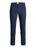JACK & JONES Herren Chino Hose | Stretch Pants Konischer Schnitt | Slim Fit Look JPSTMARCO JJBOWIE, Farben:Navy, Größe Hosen:34W / 34L, Z-Länge:L34