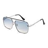 FEISEDY Retro 70er 80er Jahre Sonnenbrille Herren Damen Quadratische Brille mit Metallrahmen UV400 Schutz B4104