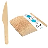 Enpack Einwegmesser aus Holz 500 Stück - umweltfreundliche holzmesser 165mm Partybesteck - Einweg Messer - Holzbesteck Einweg - wooden knife Messer aus Holz