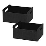 COEKI 2 Stück Filzkorb Aufbewahrung, Faltbarer Korb Aufbewahrung, Verdickter Filz Aufbewahrungskorb, Aufbewahrungsbox Filz, 30 x 24 x 15 CM Filzbox, Filz Organizer für Regale Schränke Büro (Schwarz)