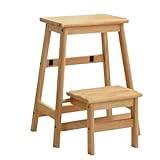 Klapptritt Hocker 2 Etagen Mehrzweck Holz Trittleiter Modern Klappleiter Stuhl für Zuhause, Bibliothek