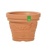 KAGM Blumentopf Blumenkübel aus Kunststoff in Terracotta klassisches Dekor Ø 39 / H= 31,5