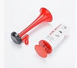 BAIFULAI 2 Stück Handheld Lufthorn: Wiederverwendbare Marine und Sport Pumpe Signalhorn aus ABS Extrem Laut, Langlebiges Air Horn für Handball Fußball Stadionhorn Boot Party(Rot)