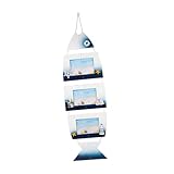 Holibanna Fischförmiger Holz Bilderrahmen Kreative Wanddekoration im Maritimen Stil für Fotos von Hochzeiten Reisen und Partys Installieren mit Stabiler Aufhängung