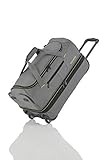 Travelite 2-Rad Trolley Reisetasche Gr. S mit Dehnfalte,Gepäck Serie BASICS: Weichgepäck Reisetasche mit Rollen mit extra viel Volumen, 096275-04, 55 cm, 51 Liter (erweiterbar auf 64 Liter), Grau/Grün