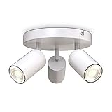 B.K.Licht - Deckenlampe schwenkbar, GU10 Fassung, max. 9 Watt, Deckenleuchte, Lampe, Wohnzimmerlampe, Schlafzimmerlampe, Küchenlampe, Deckenstrahler, Deckenbeleuchtung, 9x19 cm, Weiß