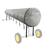 Pool Planenaufroller Abdeckung, Schwimmbad Solardecke Reel Roller, 420D Oxford Wasserdicht Sonnenschutz Staubdicht Schutzhülle Kordelzug, Für Aufrollsystem Poolabdeckungen (24FT,Gray)