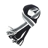 COLLBATH langer Baumwollschal mens scarf Lang Schal Mode Schal Gestreifter Schal Bequemer Schal Fransen Schal Trend Schal Männer Halstuch Business-Schal Winterschal für Herren Black