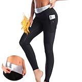 Nano Hertz Saunaanzüge Shorts Sauna Sporthose Hosen Abnehmen Laufhose Taschen der seite Hot Thermo Sweat Schwitzhose Hosen Schweiß Schwitzen Jogginghose Frauen Women Damen mädchen