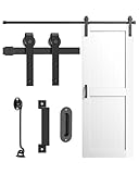 TITECK 200cm Schiebetürsystem Set Schiebetür Komplettset Schiene Laufschienen Schiebetürbeschlag Set für Holztür Hängeschiene Zubehörteil J-Form