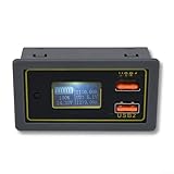 DC 6-30V Batterie Voltmeter Amperemeter mit Dual USB Schnellladung, Kapazitätsprüfer und für Lithium- und Säurebatterien, Schwarz