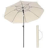 SONGMICS Sonnenschirm, 200 cm, Sonnenschutz, UPF 50+, neigbar um 30° in beide Richtungen, höhenverstellbar, mit Tragetasche, für Balkon, Garten, Terrasse, Strand, ohne Sockel, Beige GPU65WTV1