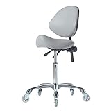 FRNIAMC - Hydraulischer Sattel mit Rollen verstellbar - Robust (204 kg) - für Schönheitssalon, Massage, Klinik und Büro - Grau