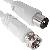 CABLEPELADO SAT-Antennenkabel, 75 Ohm, Koaxialbuchse auf F-Stecker, HDTV, DVB-T2, DVB-C, DVB-S, TV und Radio, weiß, 5 Meter
