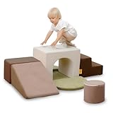 BanaSuper Schaumstoff-Kletterblöcke für Kinder, Schaumstoff Bausteine XXL, EN71-zertifiziert & rutschfest, Kinder Montessori Spielzeug, Waschbare Hülle für Indoor-Spaß, Baby Soft Playset(Grau)