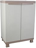 Terry, C-Rattan 680, Schrank mit zwei Türen in Rattan-Optik, 1 bewegbarer Einlegeboden, für innen und außen - 68x39x91,5 cm
