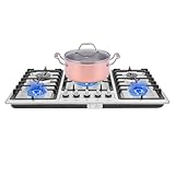 Gaskochfeld 5 Flammen Einbau-Gaskochfeld mit Flammenausfallschutz, 5 Kochzonen mit Unabhängige Steuerung, Erdgas