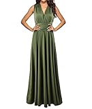 HAHAEMMA Damen Kleider Elegant Hochzeit Lang Abendkleid Multiway V-Ausschnitt Rückenfrei Brautjungfernkleid Bodenlang Abschlussball Ballkleid Neckholder Sommer Strandkleid（AG,L）