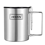 HEECN® Edelstahlbecher Klappbar mit Deckel - Camping Becher - Edelstahl Tasse - Thermo - Kaffeebecher - Doppelwandige Isolierbecher BPA-frei HESS-007R 330ml mit Versiegeltem Trinkdeckel