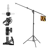 EMART Lichtstativ 400cm, Luftgepolstertes Aluminium Lampenstativ Licht Stativ, Verstellbares Stativ Galgenstativ Lichtständer für Softbox, Studiolicht, Blitz, Schirm