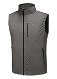 WILLIT Herren Golf Weste Leichtgewicht Softshell Weste Outerwear Ärmellose Jacke für Wandern Laufen Causal Schwarz Stahl Grau M