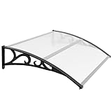 Jiubiaz Vordach für Haustür 120x100 cm, Polycarbonat Pultvordach Überdachung 6 mm, PP Halterung, Transparentes Pultbogenvordach, Extrem witterungsbeständig, schützt vor Regen, Schnee und UV-Strahlen