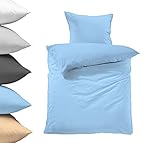 Lavea Kinder-Bettwäsche, 100x135 cm, Delphinblau, Serie Jasmin - kuschelig weich - 1x Bettbezug + 1x Kissenbezug 40x60 cm - Ganzjahres Bettwäsche-Sets