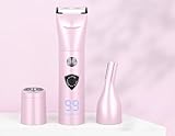 Litinliv Damenrasierer Elektrisch 3-in-1, Bikini-Trimmer für Frauen mit LED-Anzeige, Wiederaufladbarer Rasierer, Gesichtshaarentferner, Wasserdicht Nass- und Trockenrasierer für Gesicht Bein Bikini