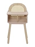 Vertbaudet Puppenhochstuhl, Rattan, Holz FSC rosa/Natur ONE Size
