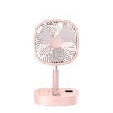 Teleskop-Bodenventilator mit 4 Timer-Funktionen, USB-C-Ladung, 5 Windgeschwindigkeiten, und praktischer Fernbedienung (Rosa)