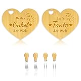 ANKUOFUA Geschenke für Onkel und Tante Weihnachten 2 Stück Frühstücksbrettchen Holz Set, Geschenkset für Tante und Onkel Brotzeitbrett mit Gravur Ideal Geschenk für Geburtstags, Weihnachten, Neujahr