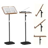 Stehpult Höhenverstellbar 46–120cm, Laptop Ständer mit Winkel Einstellbar, Verstellbarer Beistelltisch, Mobile Schreibtisch für Studienarbeiten, Tragbarer Podiumständer für Schule, Büro, Kirche