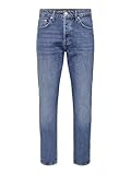 ONLY & SONS Herren Denim Jeans Regular Fit 5-Pocket Style Hose Verkürzt mit Knopfleiste ONSYOKE, Farben:Blau, Größe Jeans:32W / 32L, Beinlänge:L32