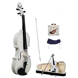 LALAHO 4/4 Full Size Violin Set, Erwachsenengeige für Anfänger, Massivholzgeige mit Etui, Bogensehne, Gefederte Schulterstütze, Kolophonium (Weiß)