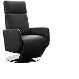 Cavadore TV-Sessel Cobra / Fernsehsessel mit Liegefunktion, Relaxfunktion / Stufenlos verstellbar / Ergonomie L / Belastbar bis 130 kg / 71 x 112 x 82 / Echtleder Schwarz