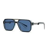 PPFVVTV Retro Rivet Double Bridge Damen Sonnenbrille Luxus Jelly Color Herren Casual Brille UV400 (blau)